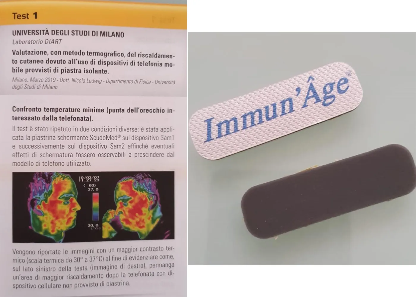 Report termografico UniMI: confronto riscaldamento cutaneo con e senza piastrina